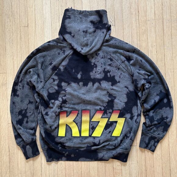 Kiss Hoodie Sweatshirt Size XS Gray and Black Tie Dye - Picture 1 of 7